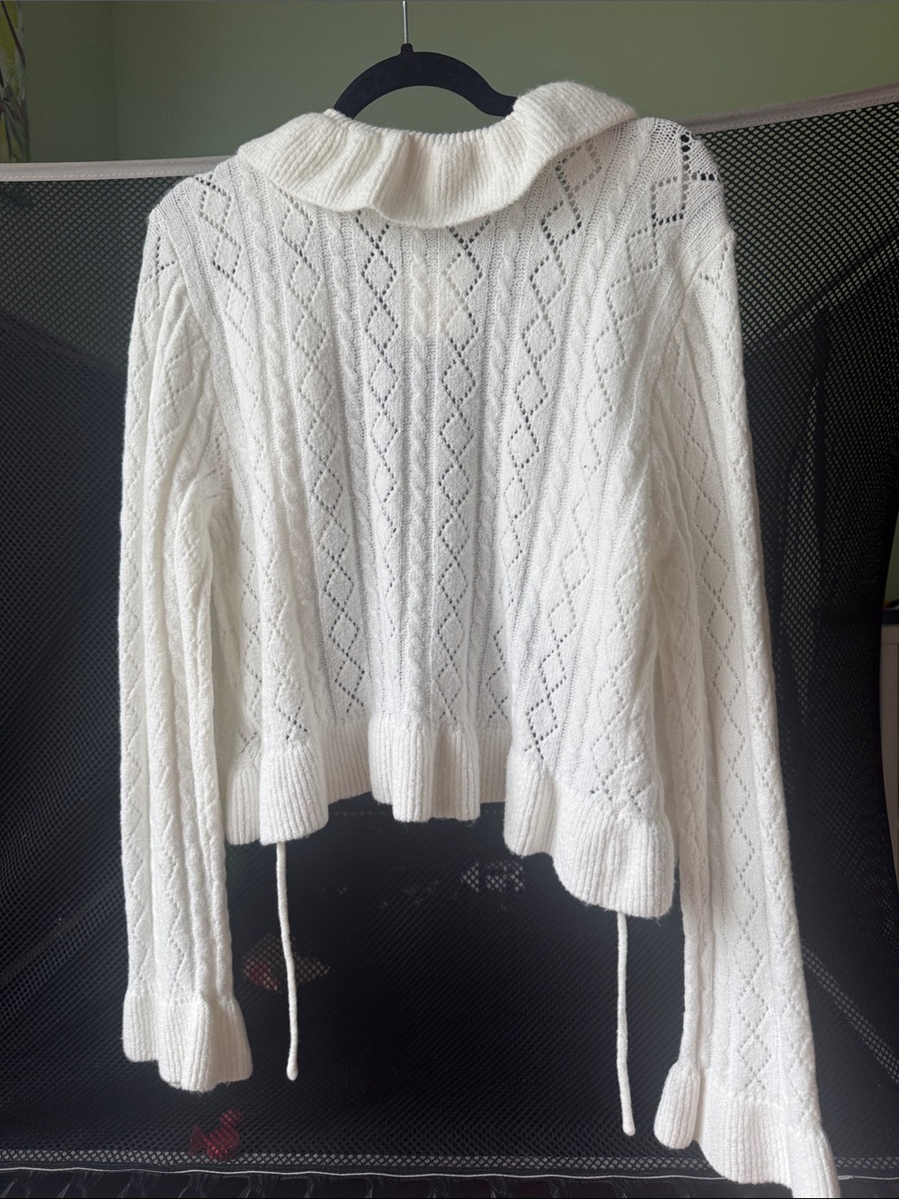 Altar'd State Cream Ruffled Open-Front Cardigan - Picture 3 of 4